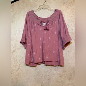 Lucky Brand Mauve Peasant Blouse